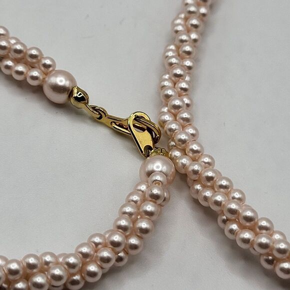 VIntage Hollywood Glam Twisted Simulated Pearl Necklace 30in - Picture 3 of 4